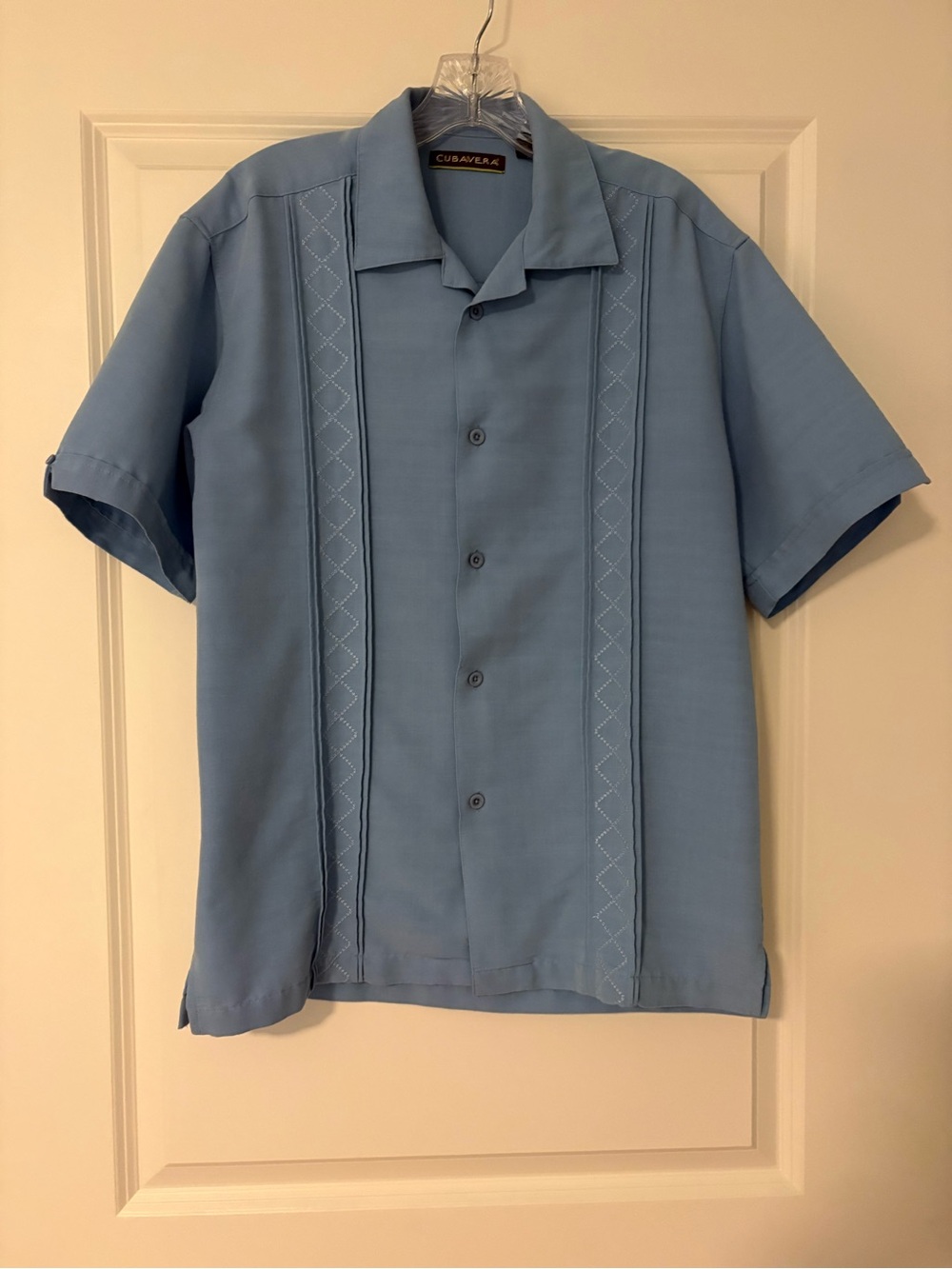 Cubavera Sky Blue Short-Sleeve Camp-Collar Shirt